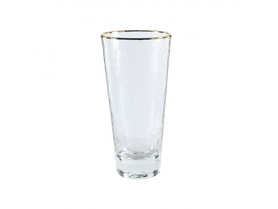 Vaso alto de cristal con borde dorado