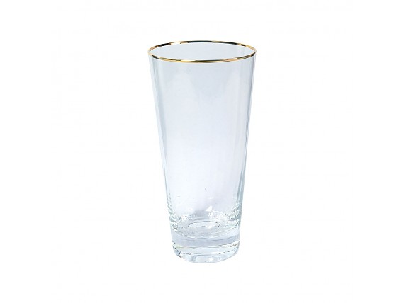 Vaso de cristal con borde dorado