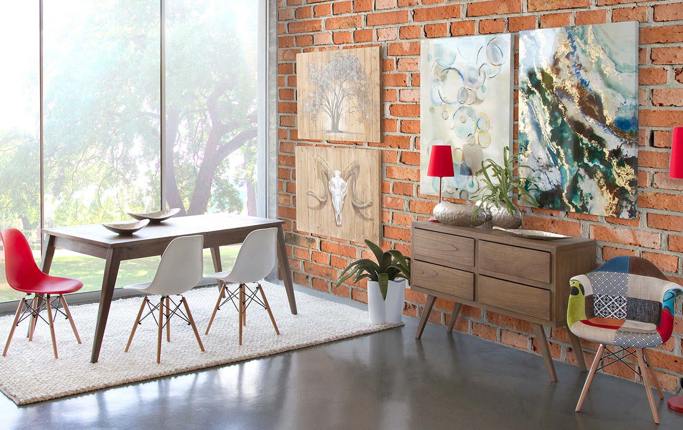 Muebles escandinavos color nogal - Comedor