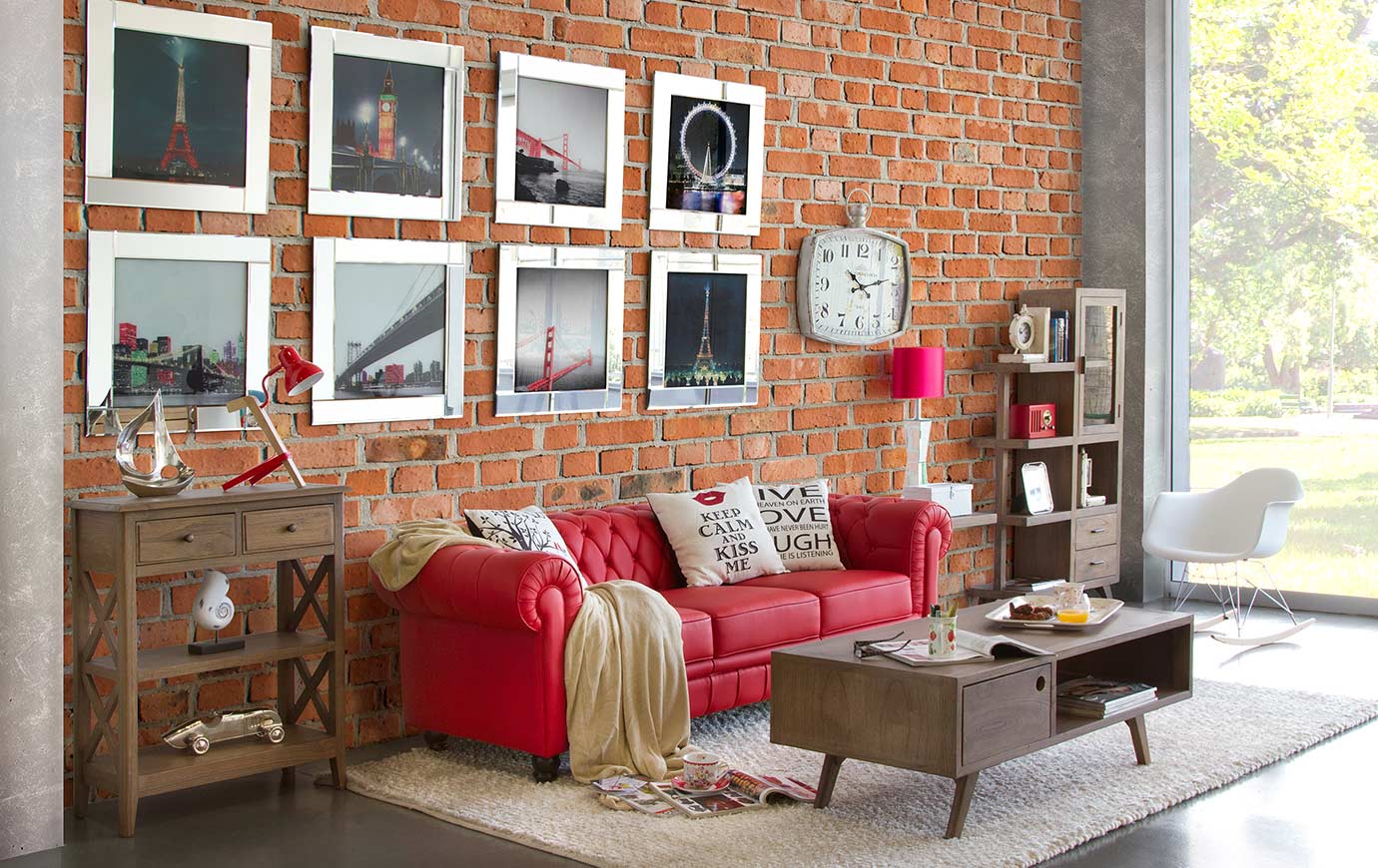 Muebles escandinavos color nogal - Salón