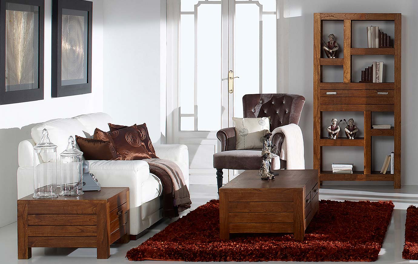 Muebles estilo zen colonial de madera de mindi - Salón